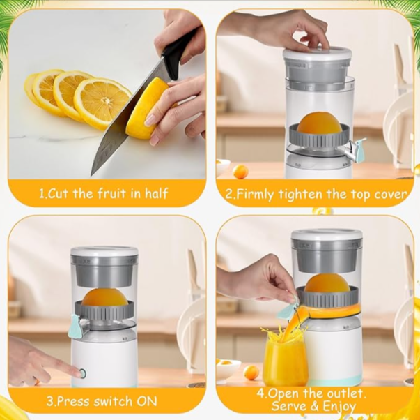 Electric Citrus Juicer - Wireless, USB Charging & Portable Fruits Juicer