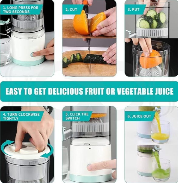 Electric Citrus Juicer - Wireless, USB Charging & Portable Fruits Juicer