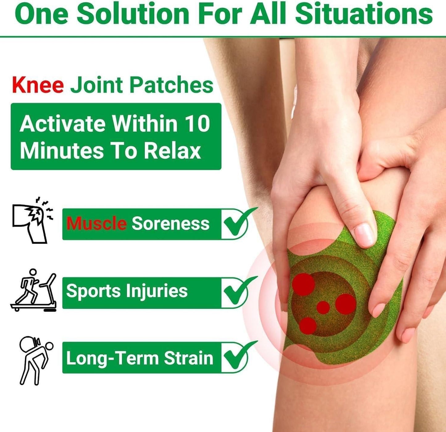 Natural Knee Pain Relief Patches – Fast Acting, Non-Messy (Pack of 10, 20, 30)