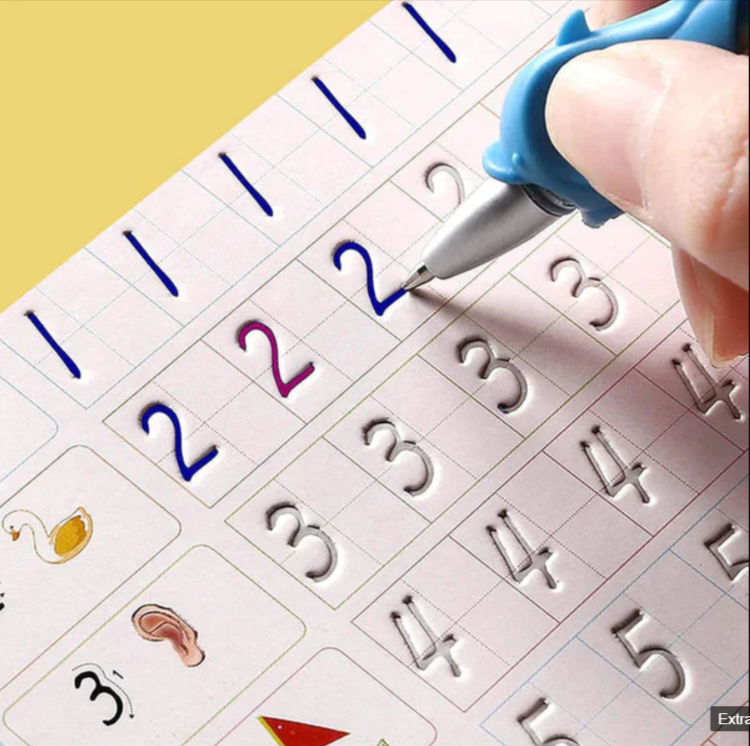 Magic Practice Copybook (4 Books + 1 Pen + 10 Refills + 1 Grip)