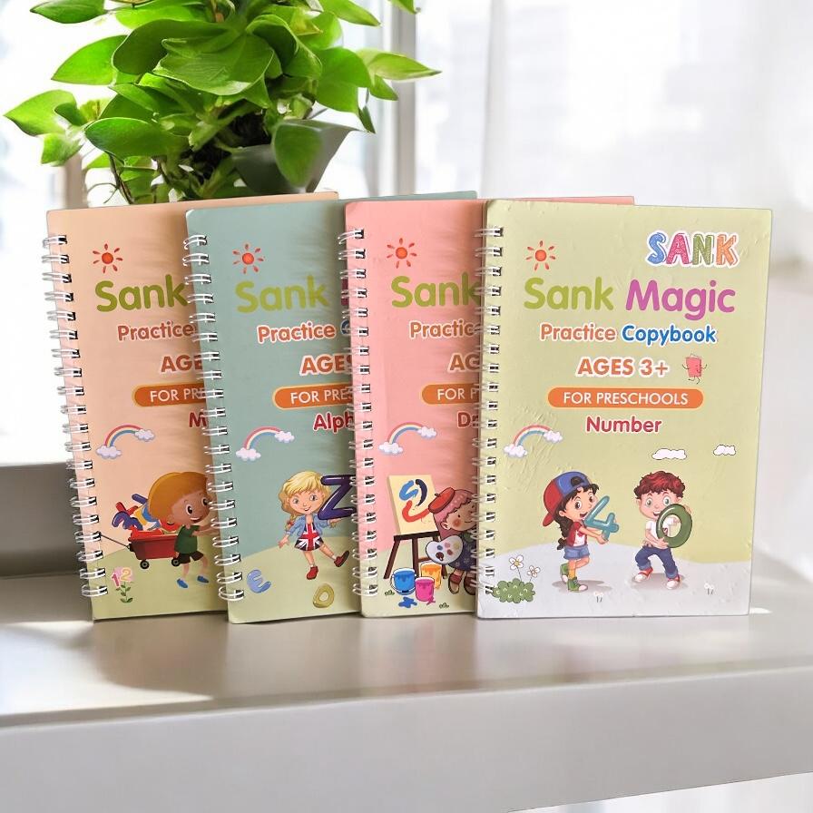 Magic Practice Copybook (4 Books + 1 Pen + 10 Refills + 1 Grip)