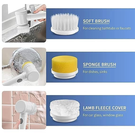 5 In 1 Electric Cleaning Magic Brush Multifunctional Spin Cleaner Brush