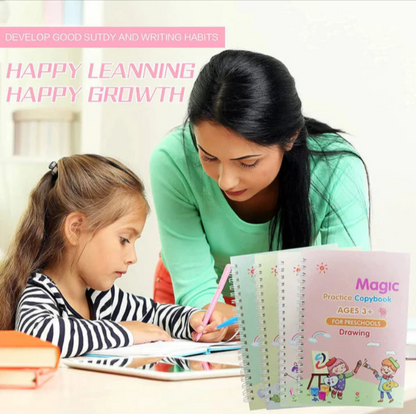 Magic Practice Copybook (4 Books + 1 Pen + 10 Refills + 1 Grip) + UPI 50Rs OFF