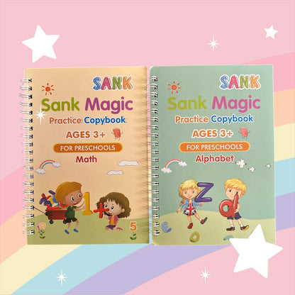 Magic Practice Copybook (4 Books + 1 Pen + 10 Refills + 1 Grip) + UPI 50Rs OFF