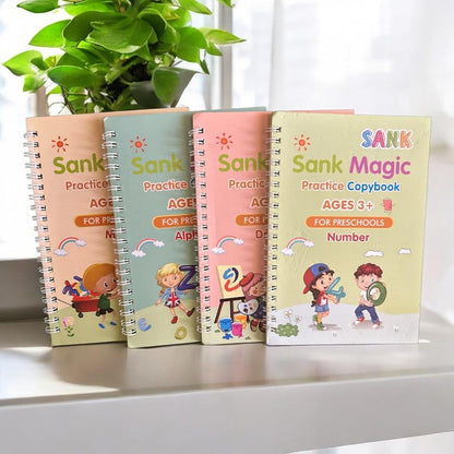 Magic Practice Copybook (4 Books + 1 Pen + 10 Refills + 1 Grip) + UPI 50Rs OFF
