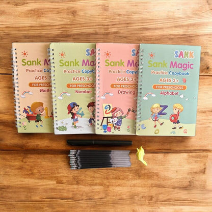 Magic Practice Copybook (4 Books + 1 Pen + 10 Refills + 1 Grip) + UPI 50Rs OFF