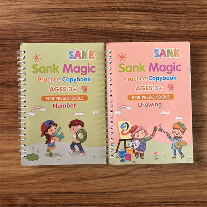 Magic Practice Copybook (4 Books + 1 Pen + 10 Refills + 1 Grip) + UPI 50Rs OFF