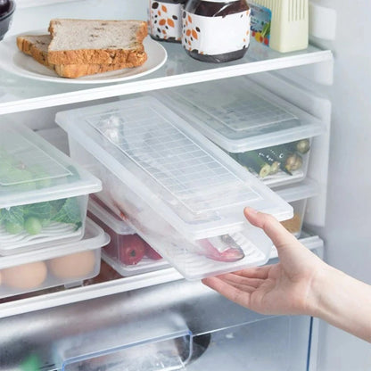 Fridge Veggie Fresh Food Storage Container with Lid & Drain Tray (Pack of 6)