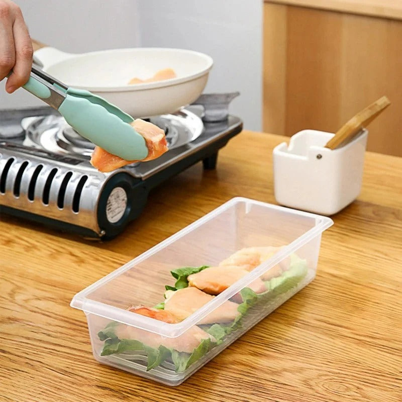 Fridge Veggie Fresh Food Storage Container with Lid & Drain Tray (Pack of 6)