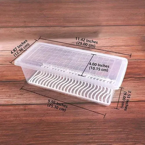 Fridge Veggie Fresh Food Storage Container with Lid & Drain Tray (Pack of 6)