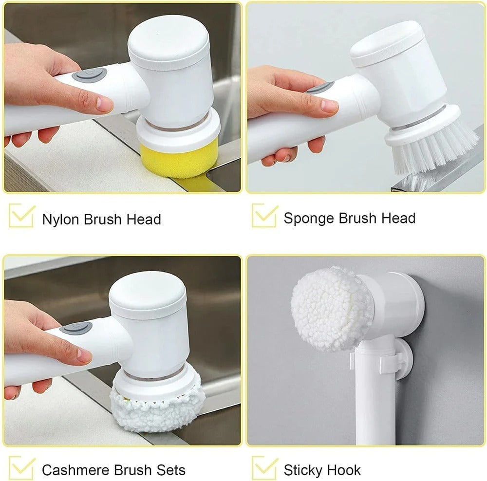 5 In 1 Electric Cleaning Magic Brush Multifunctional Spin Cleaner Brush