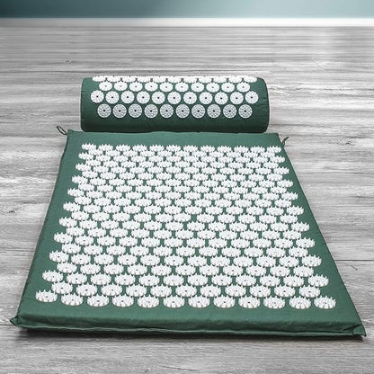 Acupressure Mat and Pillow Set for Back/Neck Pain Relief and Muscle Relaxation